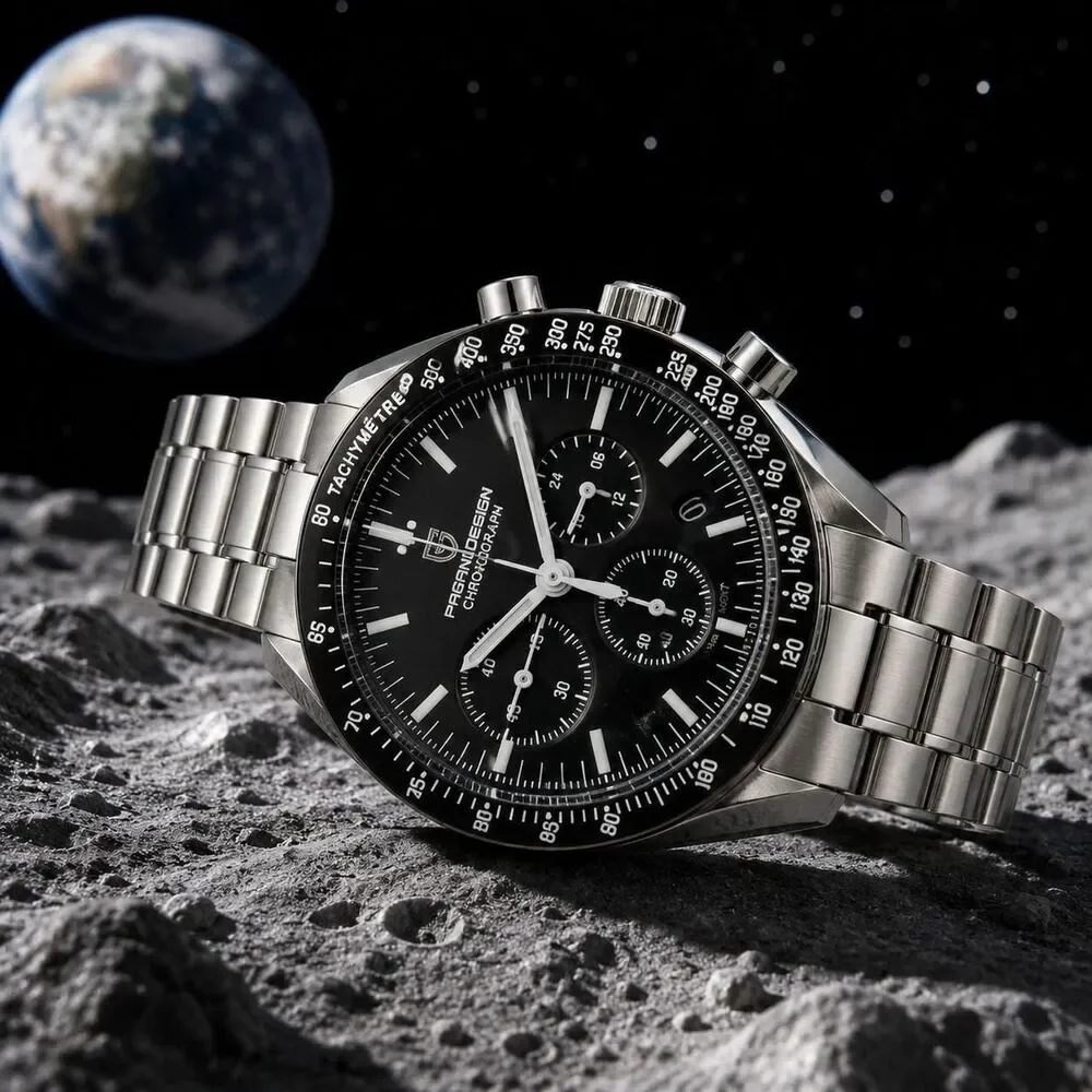 Pagani-design Men's Silver and Black Watch